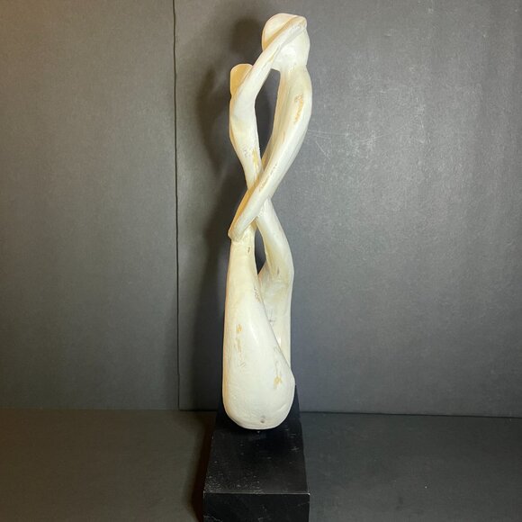 Abstract Wooden Romantic Couple Hugging Expressionism Art Statue Sculpture 17" - Picture 4 of 6